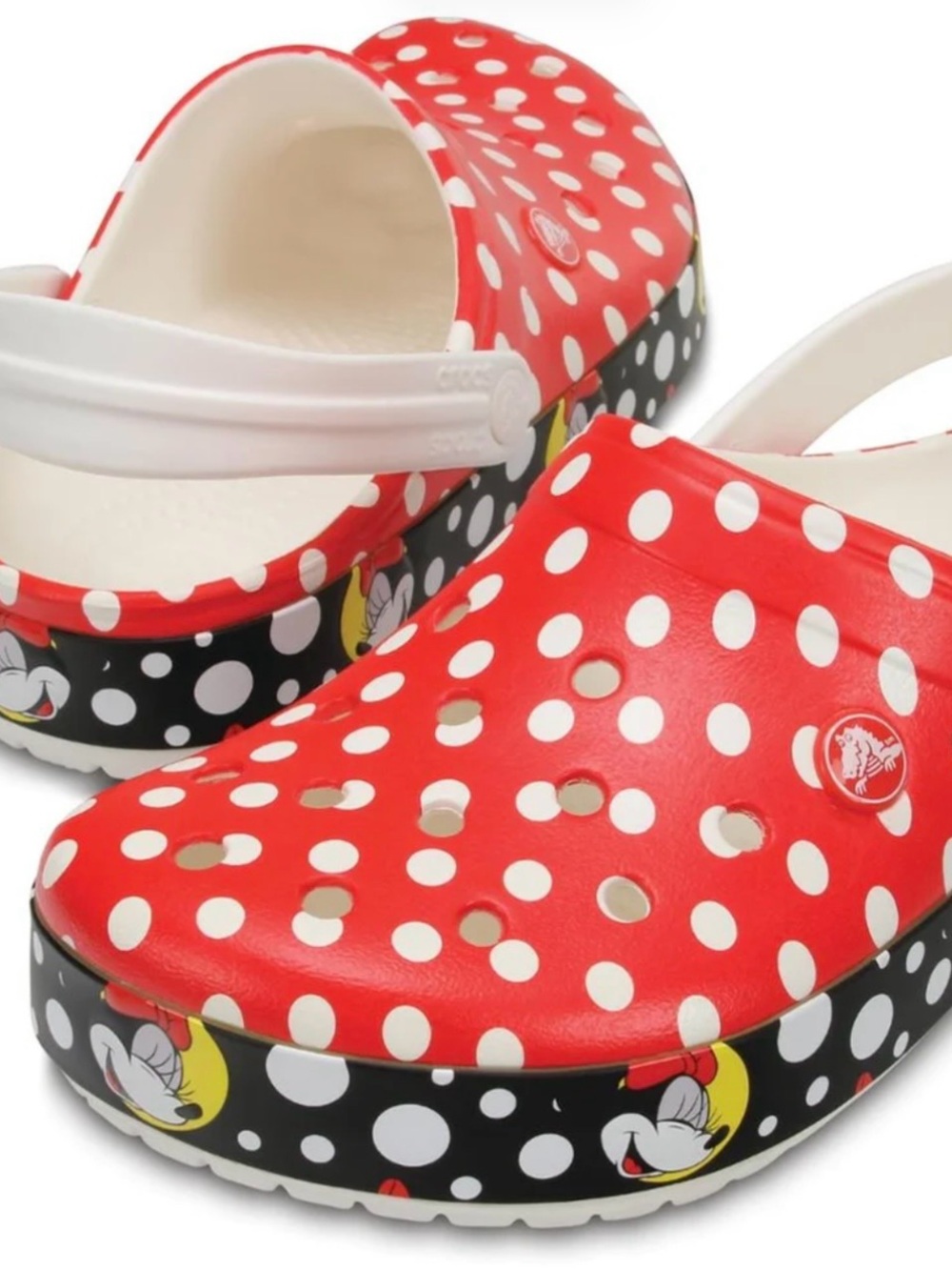 Crocs x-Disney crocband Minnie Mouse polka dot clogs women’s size 7 red white